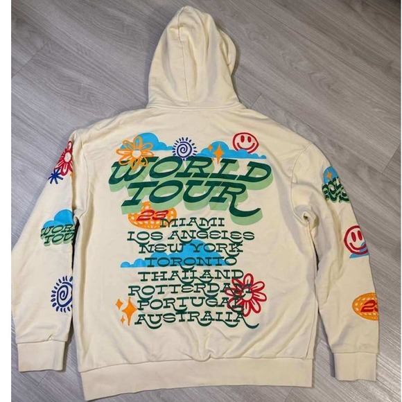 Rolling Loud World Tour Graphic Hoodie Cream Size L Festival Streetwear - Picture 5 of 14